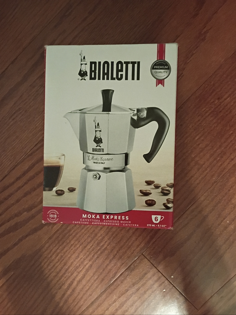 Bialetti Moka Express Stovetop Espresso Maker - Silver & Black. NIB